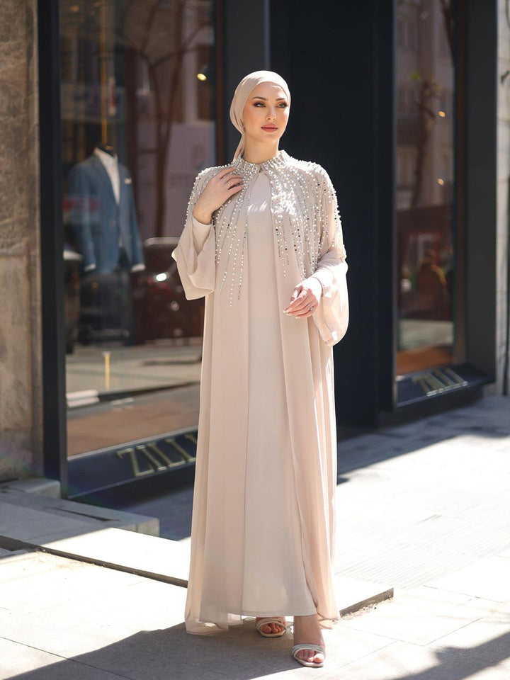 tesettur-abiye-Coral Abaya Tesettür Takım-ModaZehrada