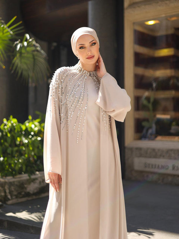 tesettur-abiye-Coral Abaya Tesettür Takım-ModaZehrada