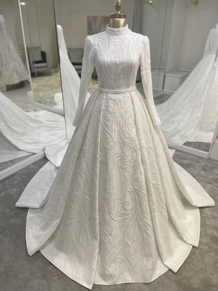 tesettur-abiye-Couture İncili Gelinlik-ModaZehrada